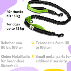Hundefreund padded waist belt adjusts from 26 to 47 inches for comfort