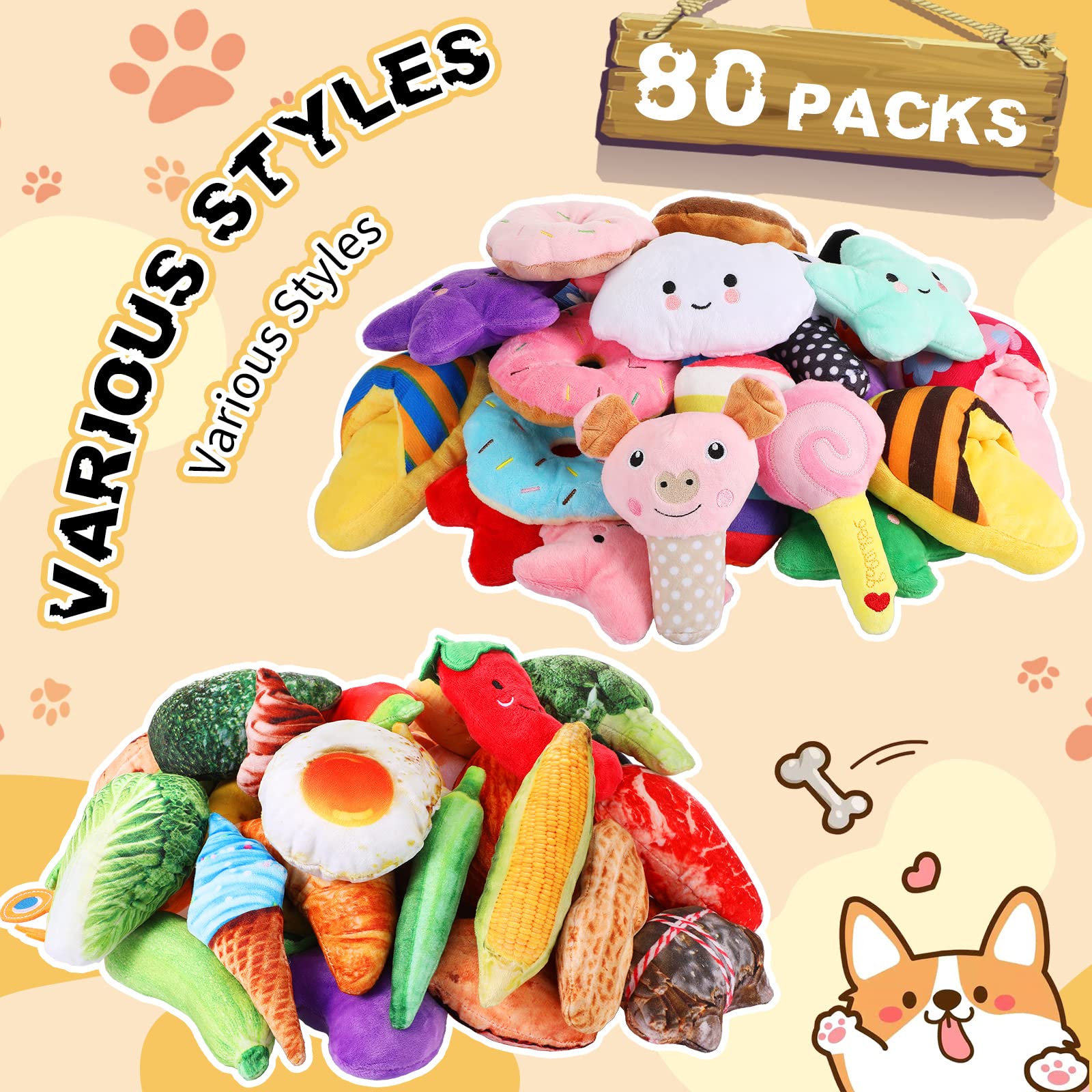 Hungdao stuffed plush dog toys variety to keep dogs curious and entertained.
