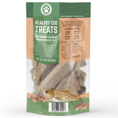 Hungry Paws cod wafers shown in various sizes for training and portion control.