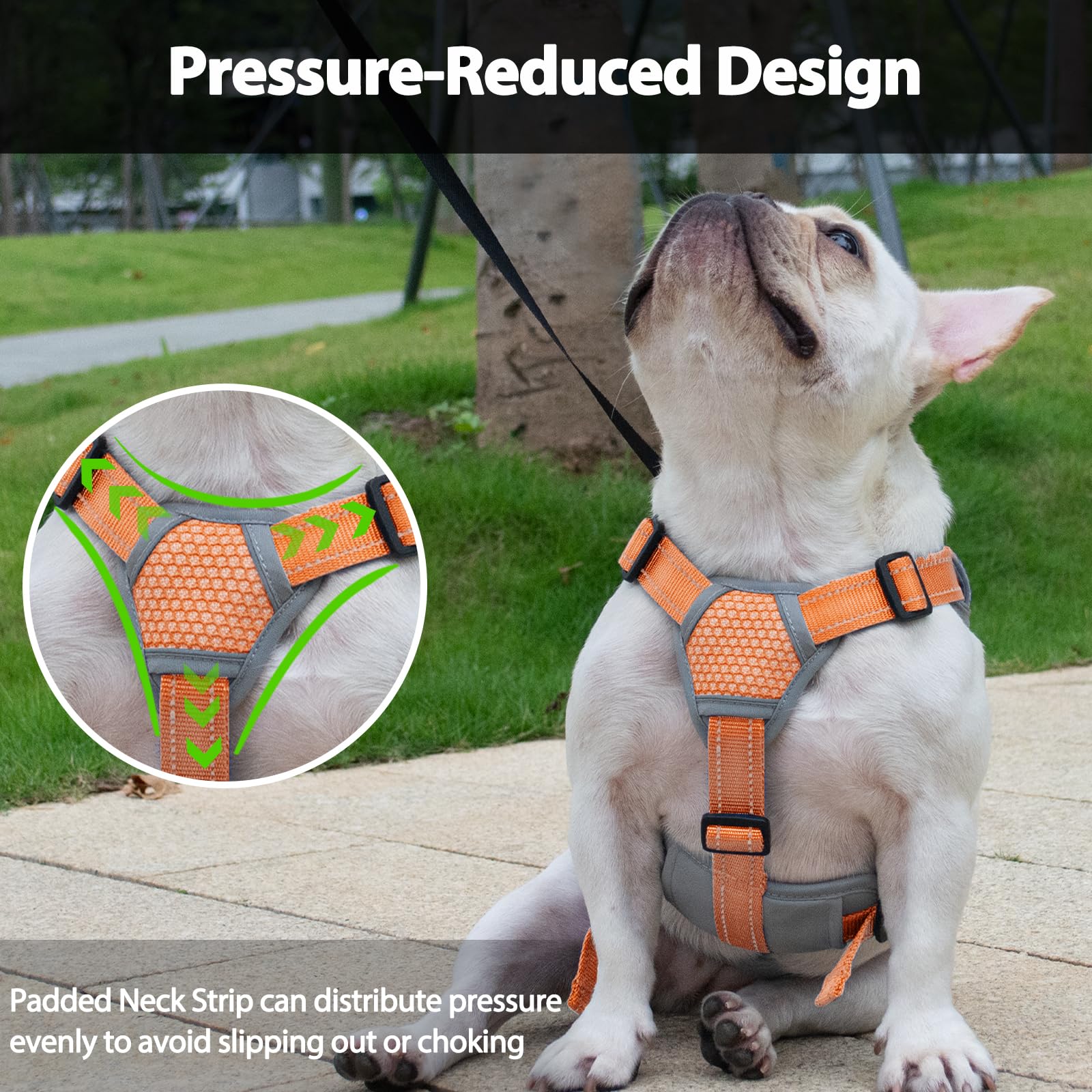 Huntboo padded-handle view on orange harness for easier lifting and assistance
