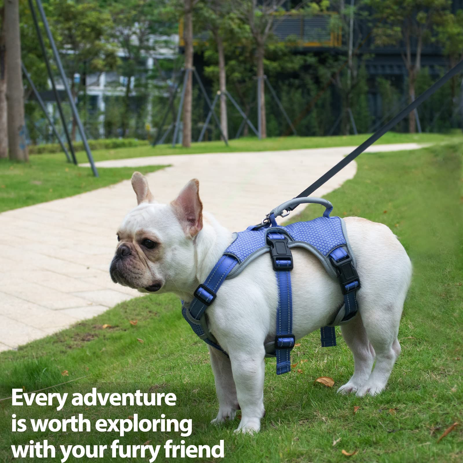 Huntboo Escape Proof Dog Harness durable nylon fabric close-up emphasizes wear resistance.