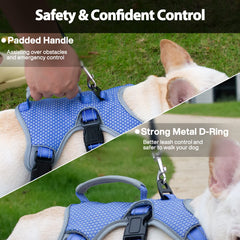Huntboo escape-proof harness breathable mesh keeps dogs cool on long outdoor adventures.