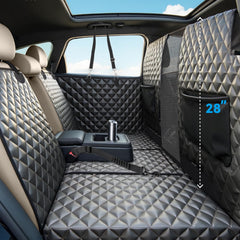 HUOHUOCN dog seat cover front view protects seats from spills and pet hair.
