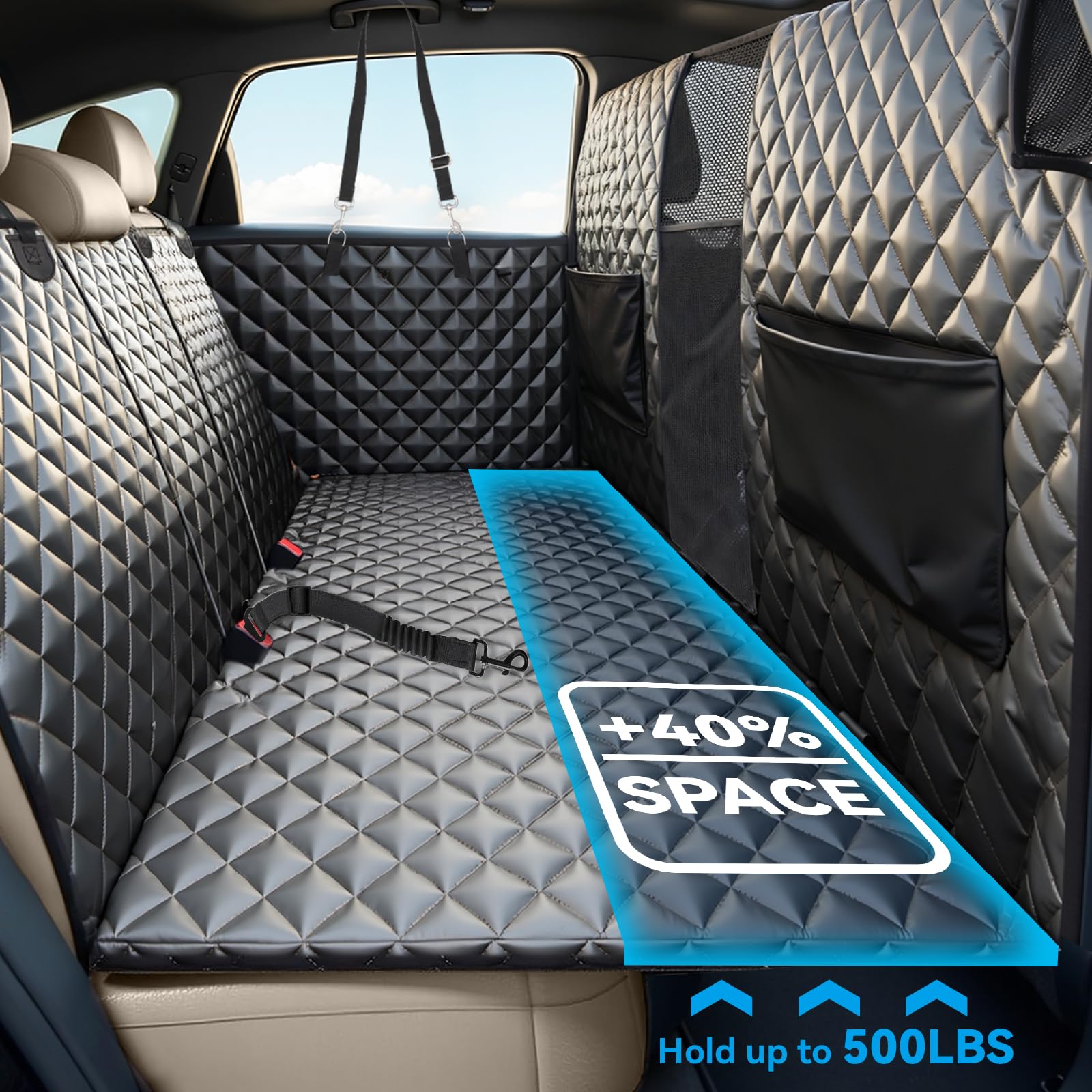 HUOHUOCN load-bearing structure showcases sturdy support for large dogs on road trips.