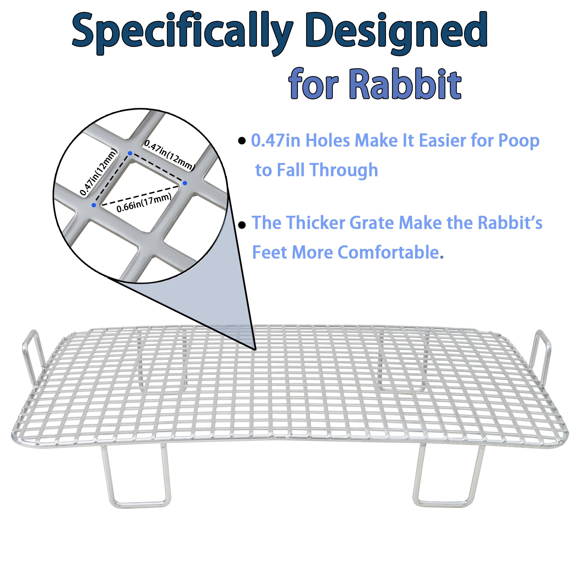 huqizoo bunny litter pan with widened grid for comfortable footing