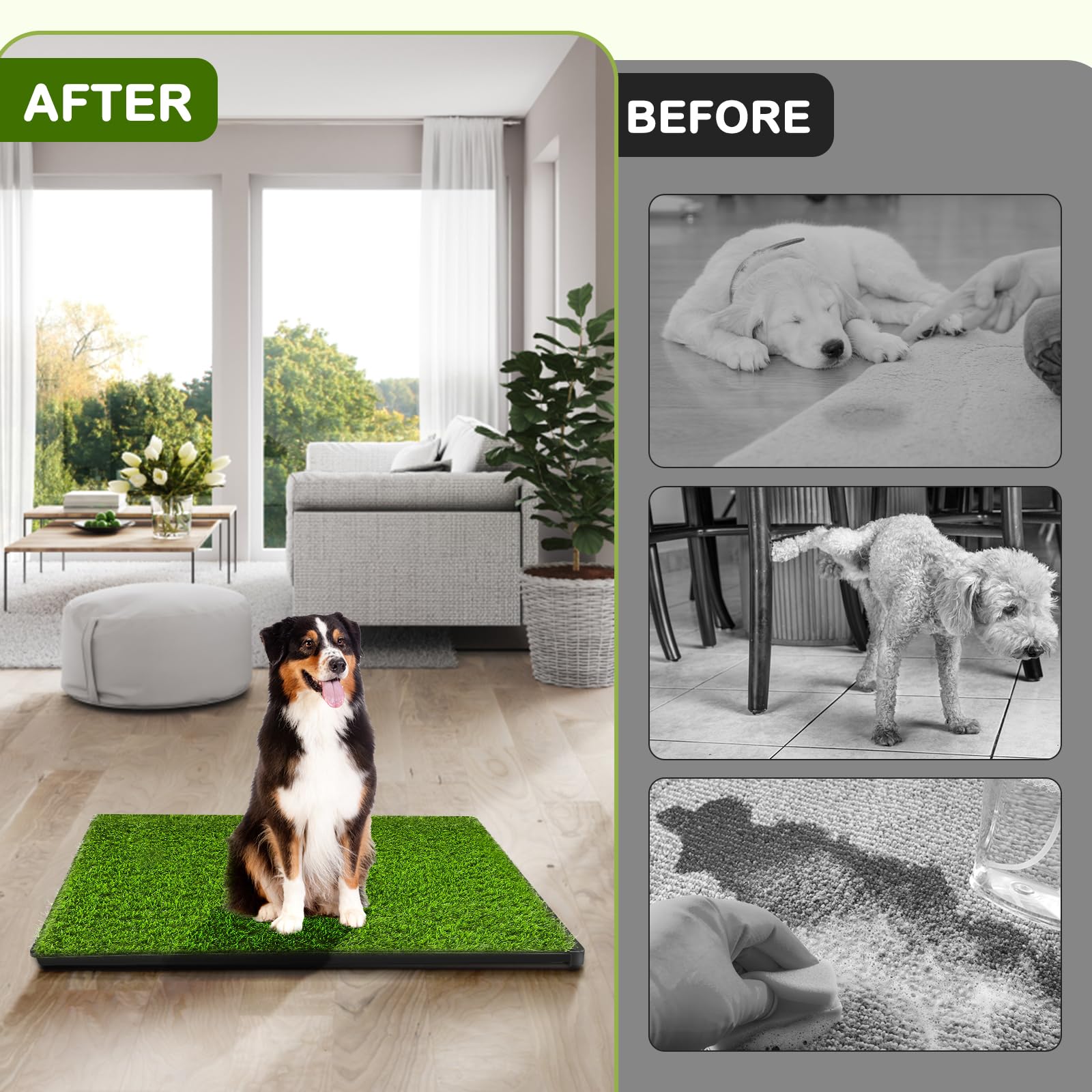 HURENTEK dog potty grass closeup, soft texture for comfortable routines.