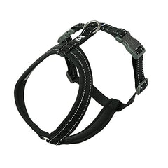 Hurtta Casual ECO Y-Harness Raven front view with reflective details for safer night walks.