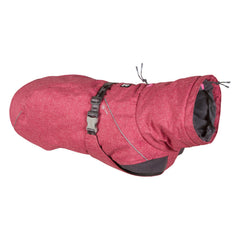 Hurtta Expedition Parka Beetroot front view highlighting warmth and protection in cold weather.