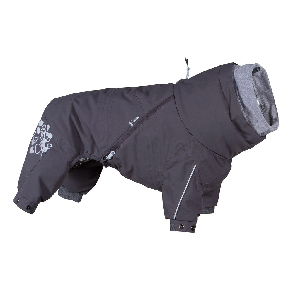 Hurtta Extreme Overall front view highlights full-body warmth for cold outdoor adventures.