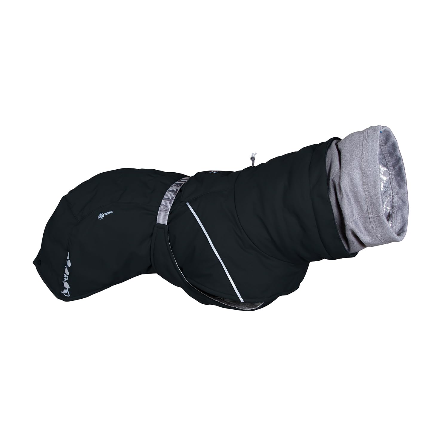 Hurtta Extreme Warmer ECO coat Raven back view in 26 inches showing full coverage and warmth.