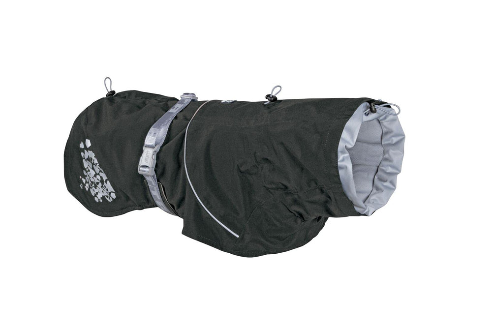 Hurtta Monsoon Coat Blackberry 16in front view showing snug, weather-ready fit.