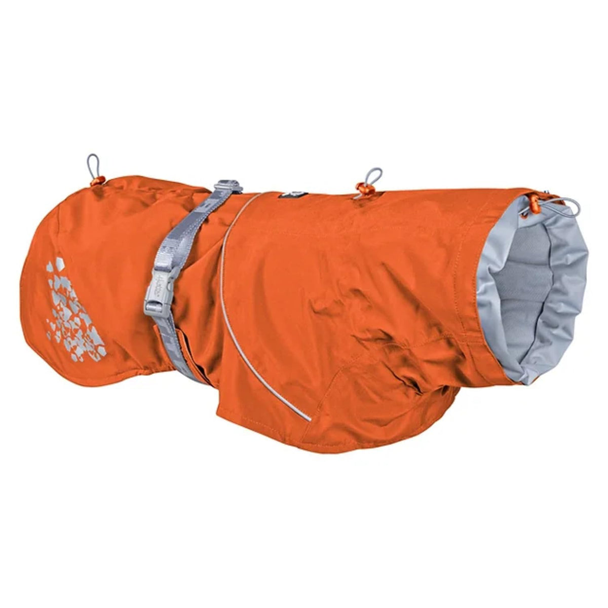 Hurtta Monsoon Coat Buckthorn front view shows waterproof protection for rainy walks.