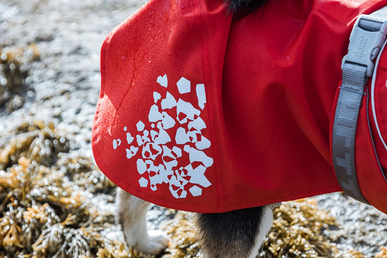 Hurtta Monsoon Coat ECO fabric texture close-up shows durable weather-ready material