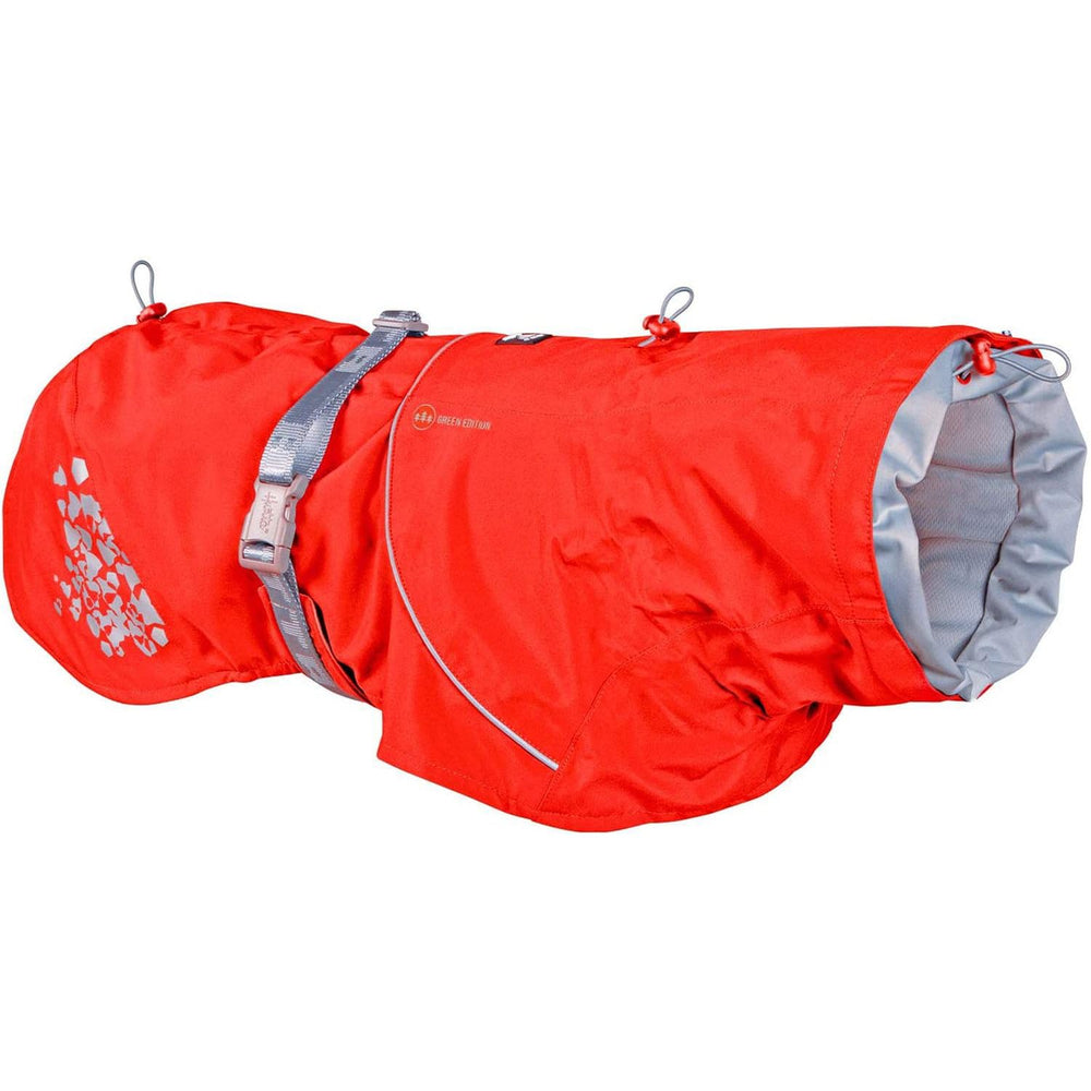 Hurtta Monsoon Coat ECO front view in Rosehip with waterproof protection