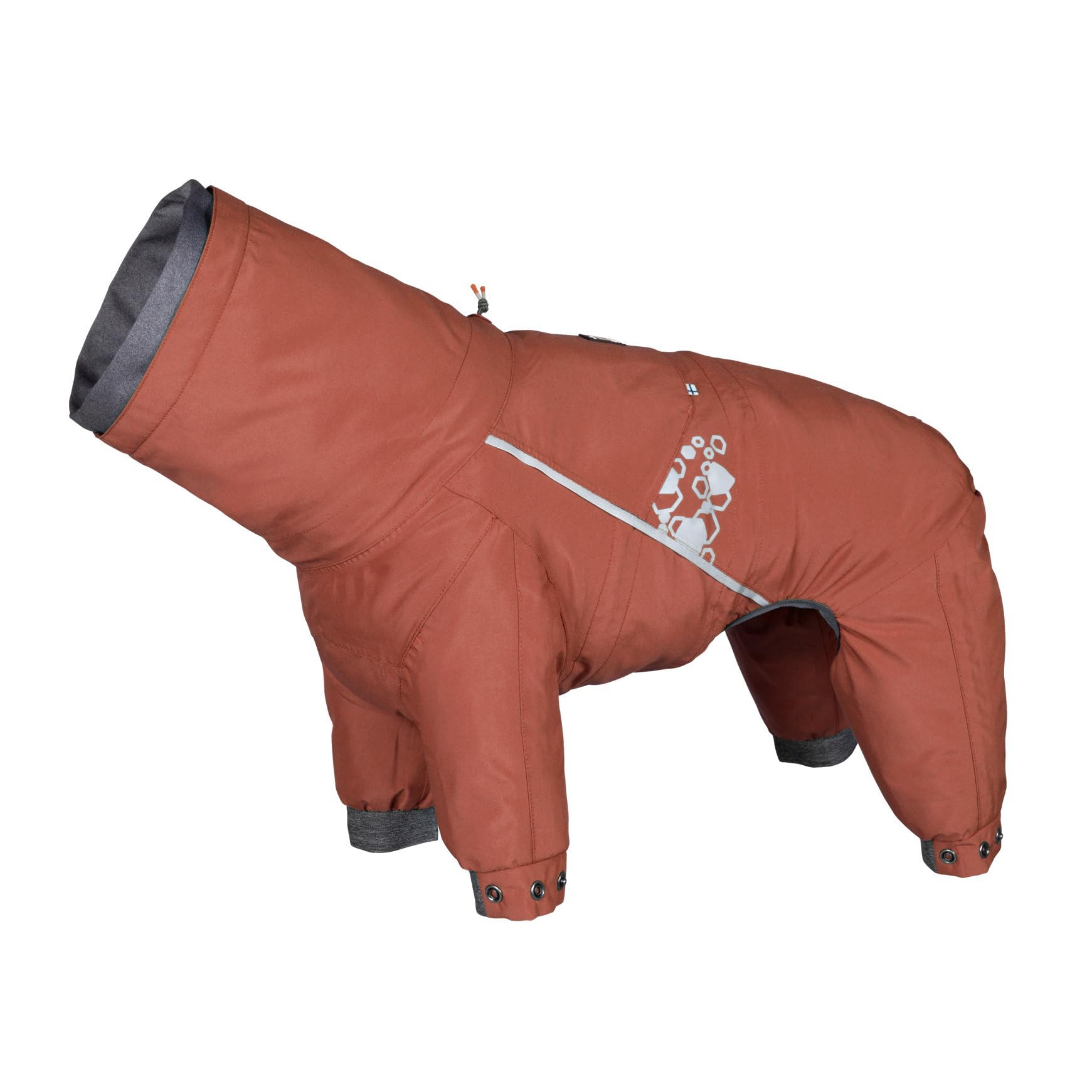 Hurtta Mudventure ECO overall cinnamon half-zip detail enables quick dressing
