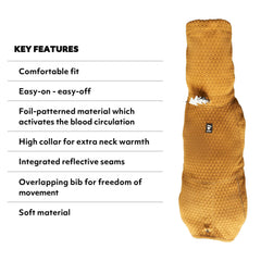 Hurtta Warming Midlayer ECO Desert back view demonstrates full coverage warmth