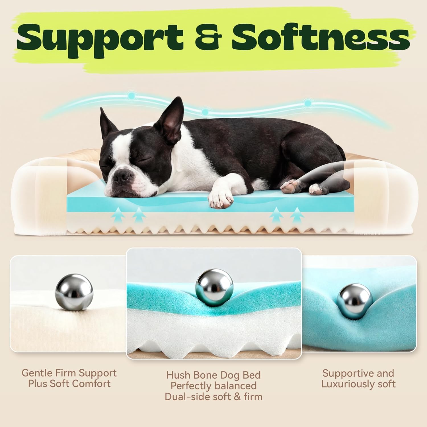 Hush Bone bolster design close-up features four-sided head-and-neck support