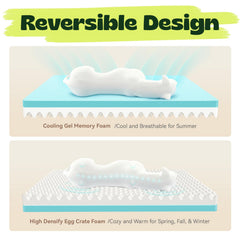 Hush Bone cooling dog bed beige side view shows space-saving rectangle design