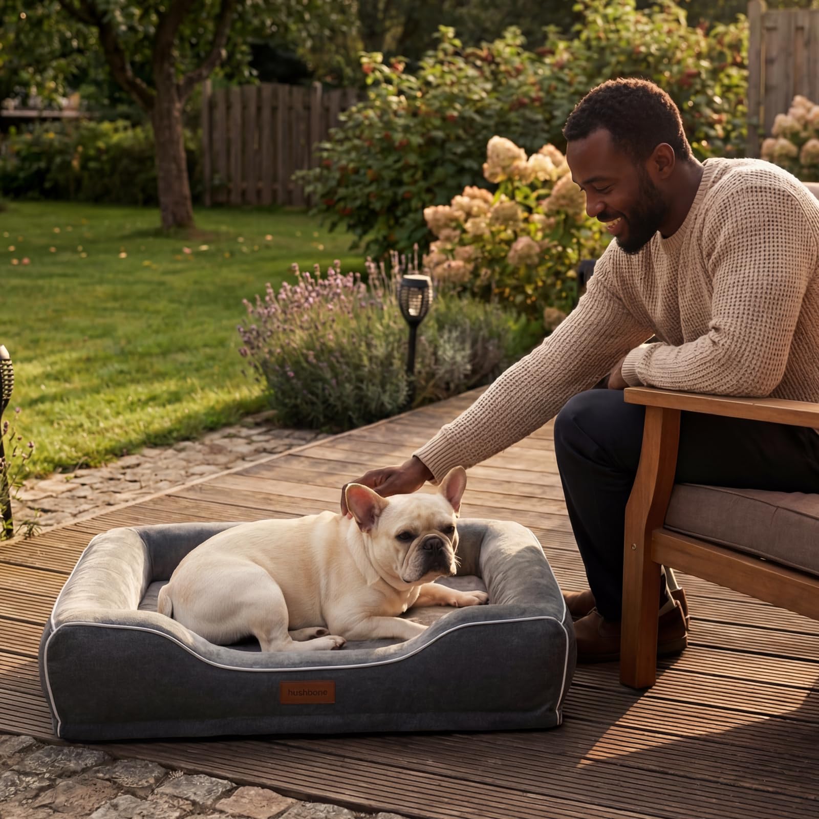 Hush Bone memory foam dog bed 28x23 sleeping area suits medium dogs