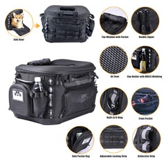 Hutexico carrier with rain cover keeps your pet dry during rides.