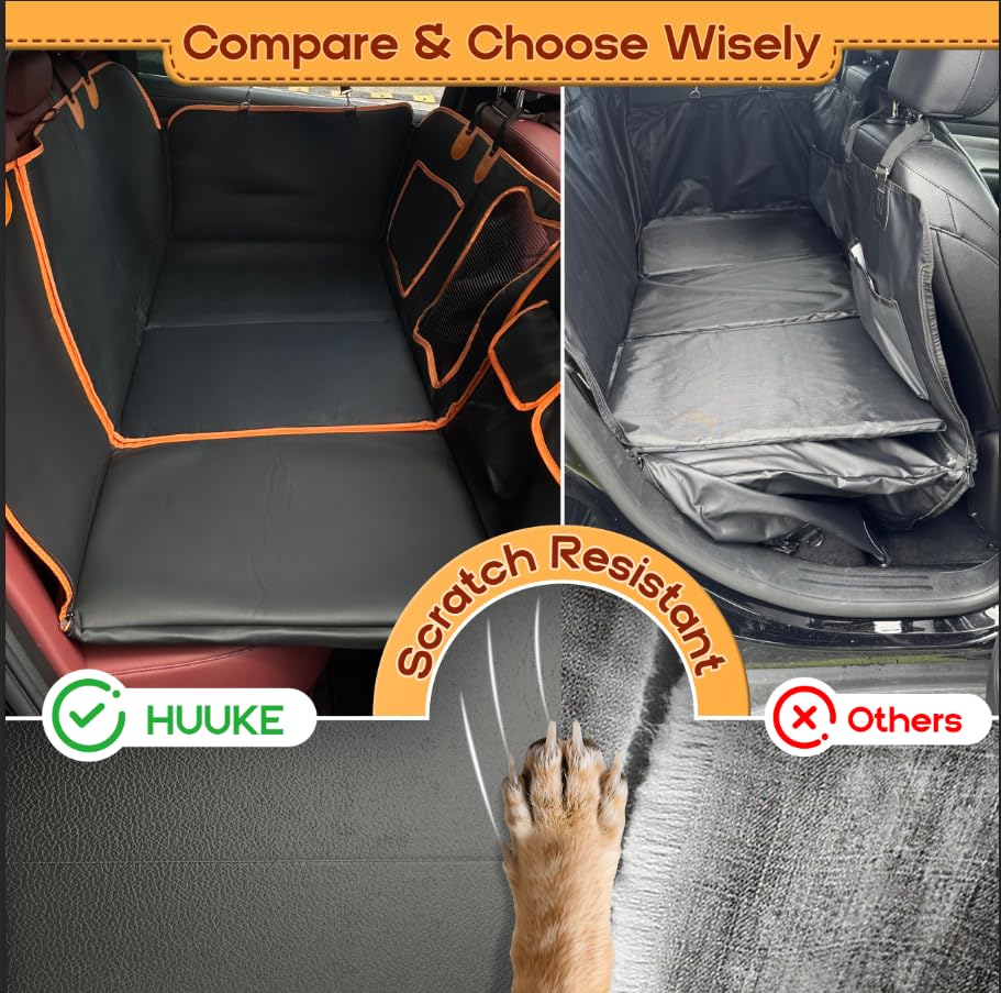 HUUKE waterproof PU leather dog seat cover protects against spills and scratches.