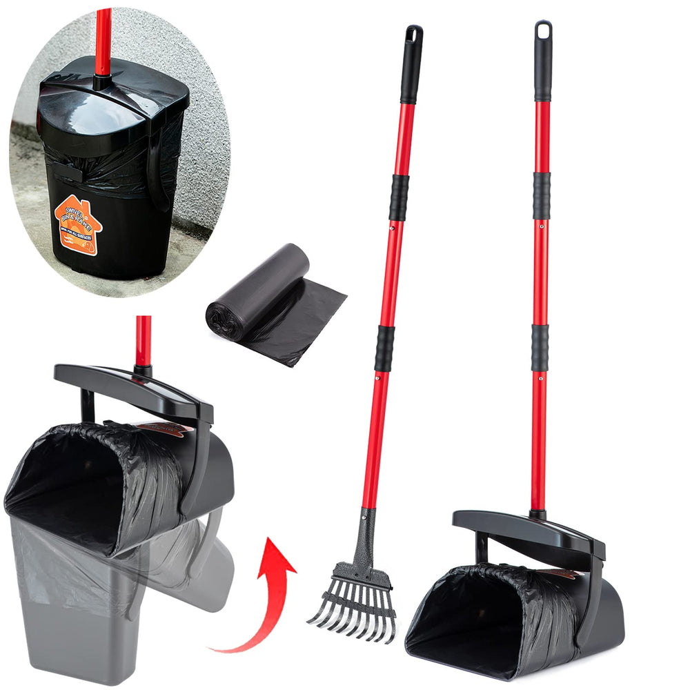 HUZSV pooper scooper swivel-bin for odor-free, fast yard cleanup
