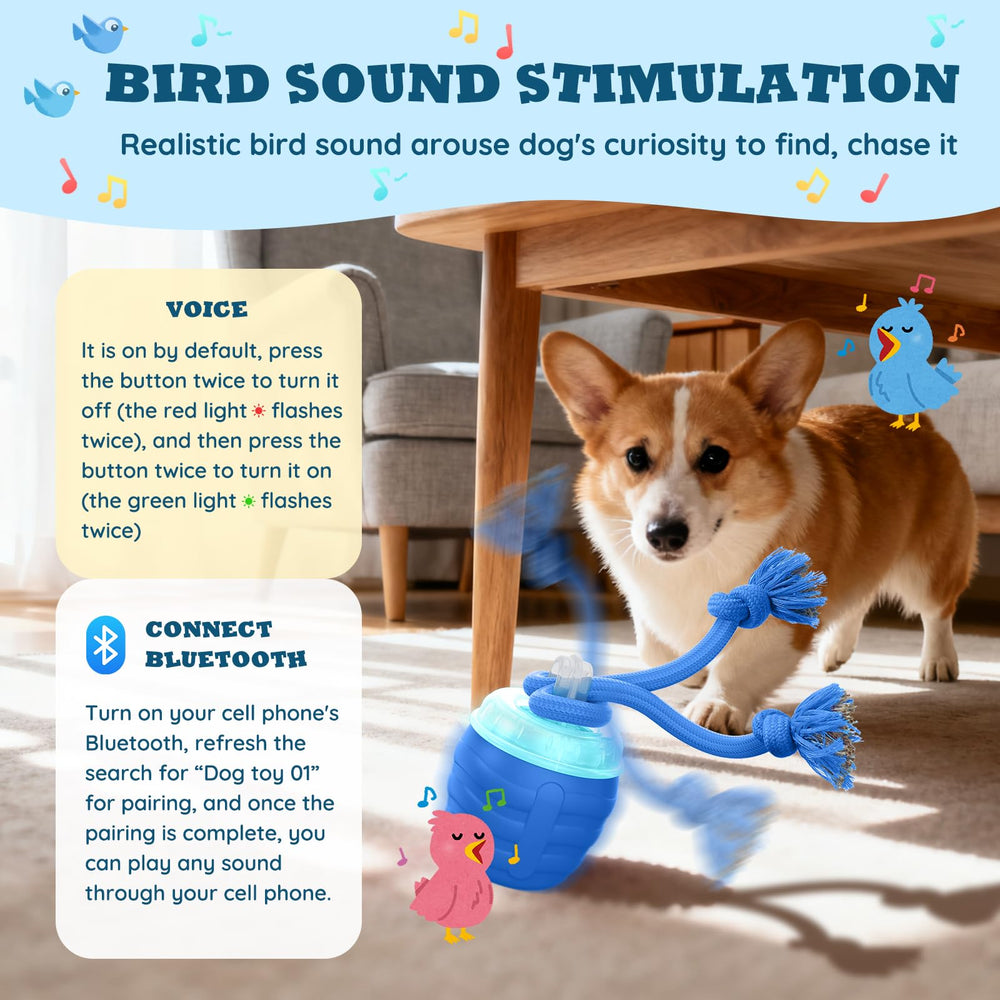 HVUATQ dog ball blue Bluetooth setup lets you customize sounds and music.