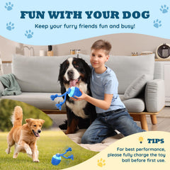 HVUATQ dog ball blue side view showcases motion with versatile indoor-outdoor use.