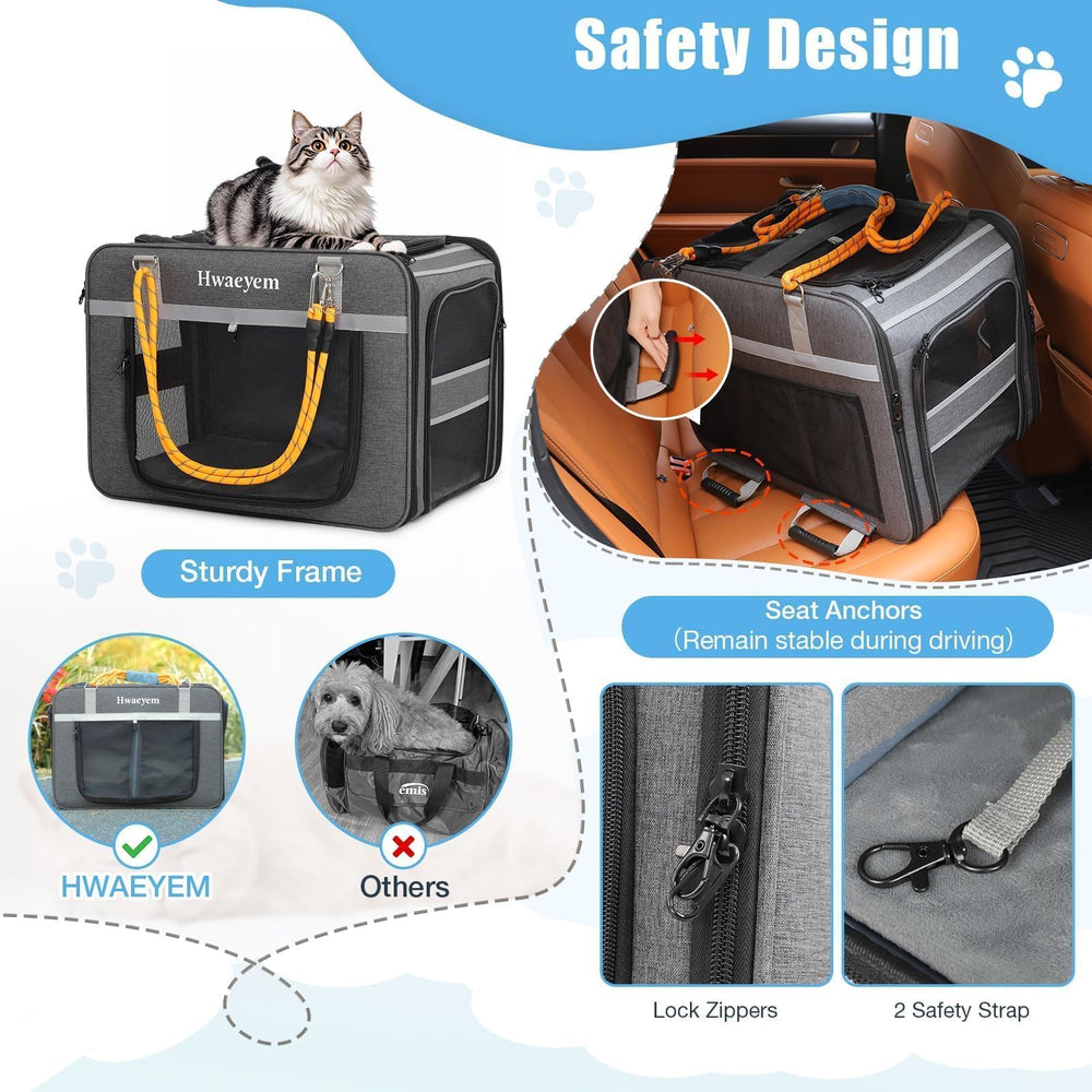 HWAEYEM carrier safety leashes help prevent escapes during journeys.