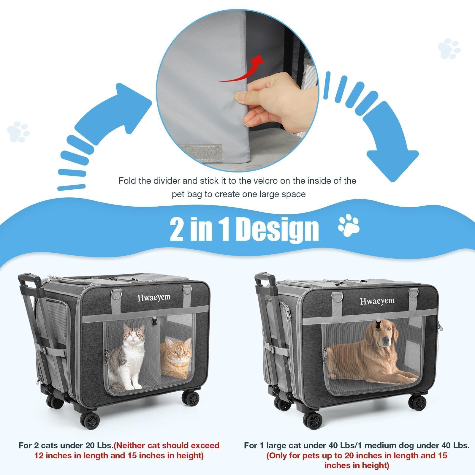 HWAEYEM cat carrier breathable mesh windows ensure airflow and visibility