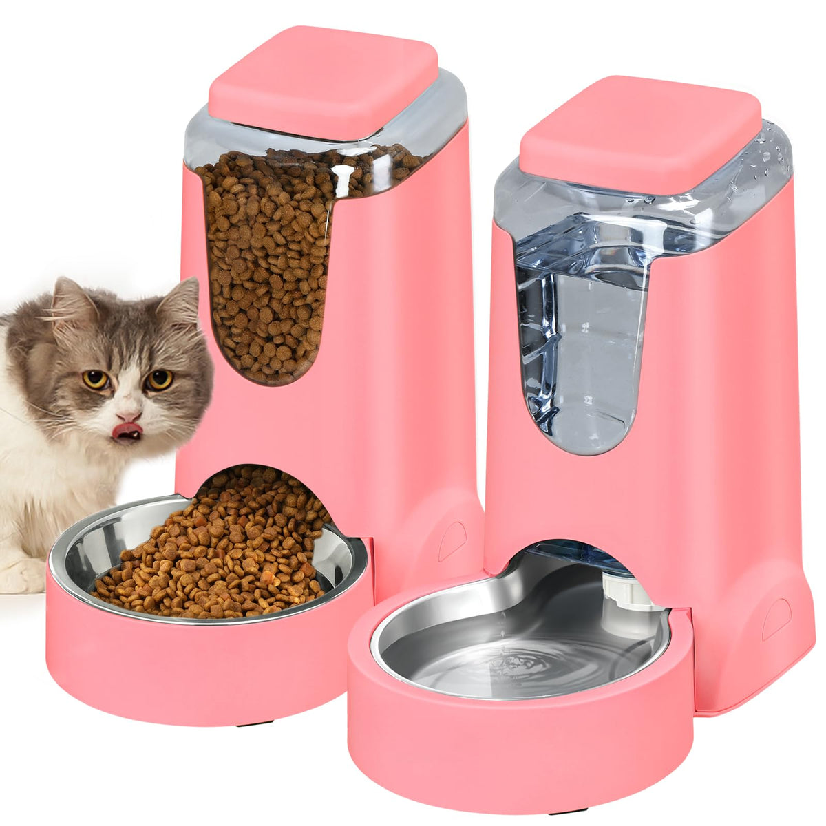 HWONMTE automatic cat feeder with stainless steel bowl for fresher meals and easy cleaning