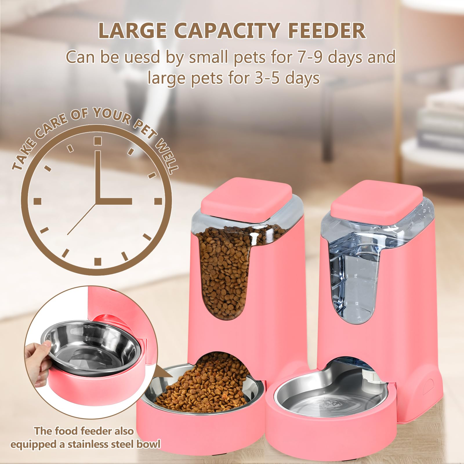 HWONMTE movable stainless steel bowl ensures fresher food and easy cleaning