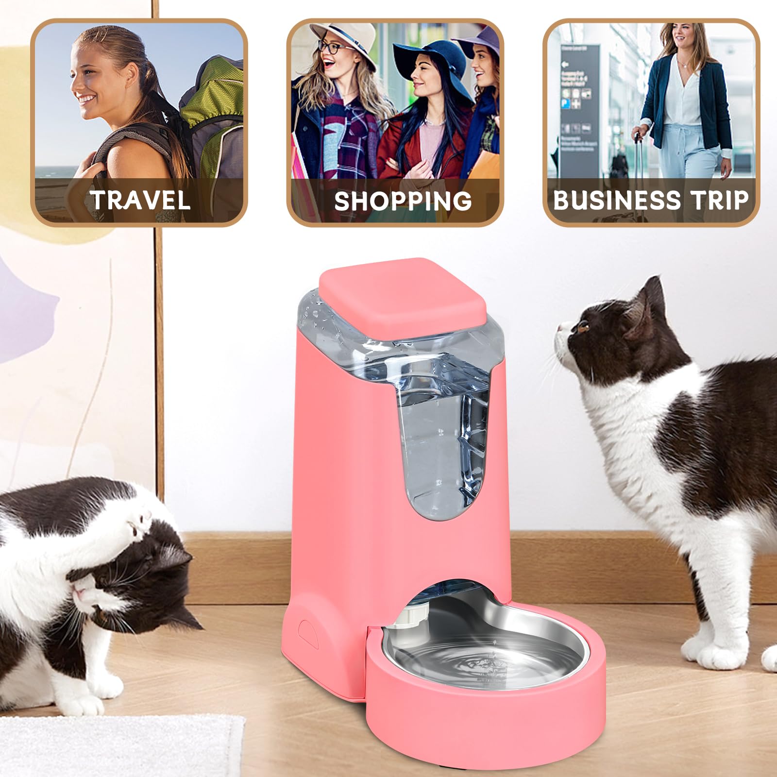 HWONMTE pet-friendly gravity feeder suited for vacations and busy days