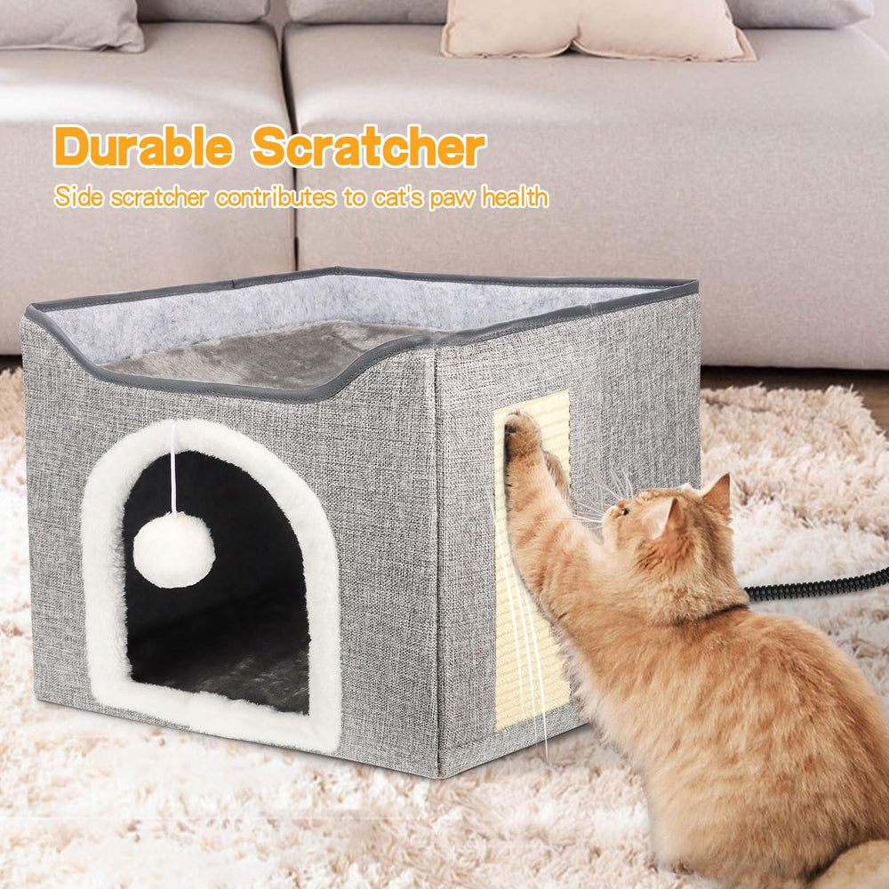 HXPLN cat bed size 15.6x15.6x13.2 inches fits up to 25 lbs.