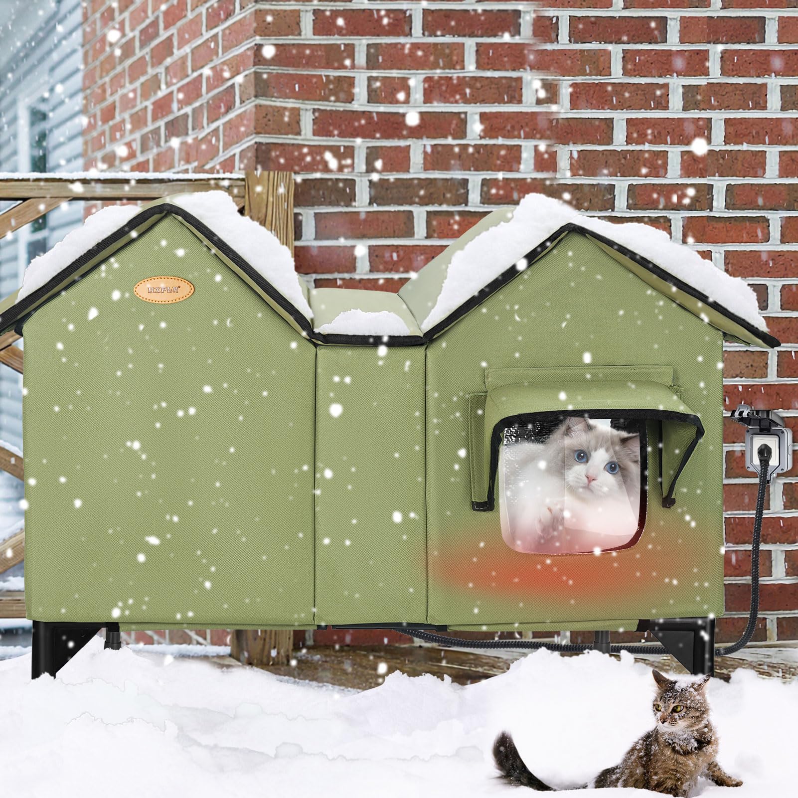 HXPLN cat house removable flap closeup improves visibility and protection