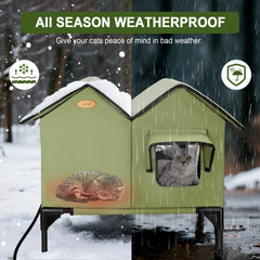 HXPLN feral cat house dual-escape-doors offers safety and quick retreat.