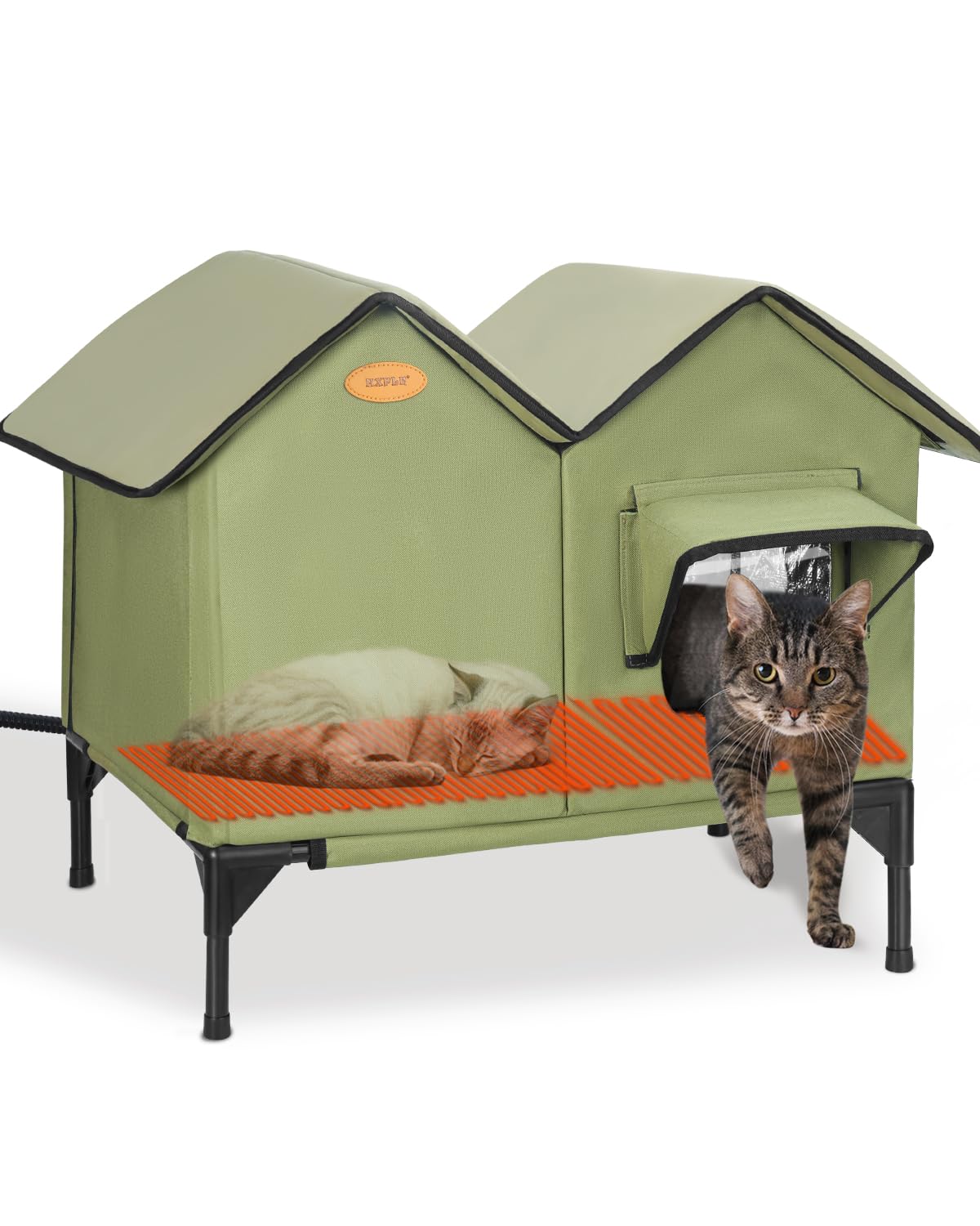 HXPLN heated cat house outdoor-winter-warmth keeps feral cats toasty in cold weather.