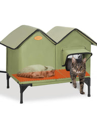 HXPLN heated cat house outdoor-winter-warmth keeps feral cats toasty in cold weather.