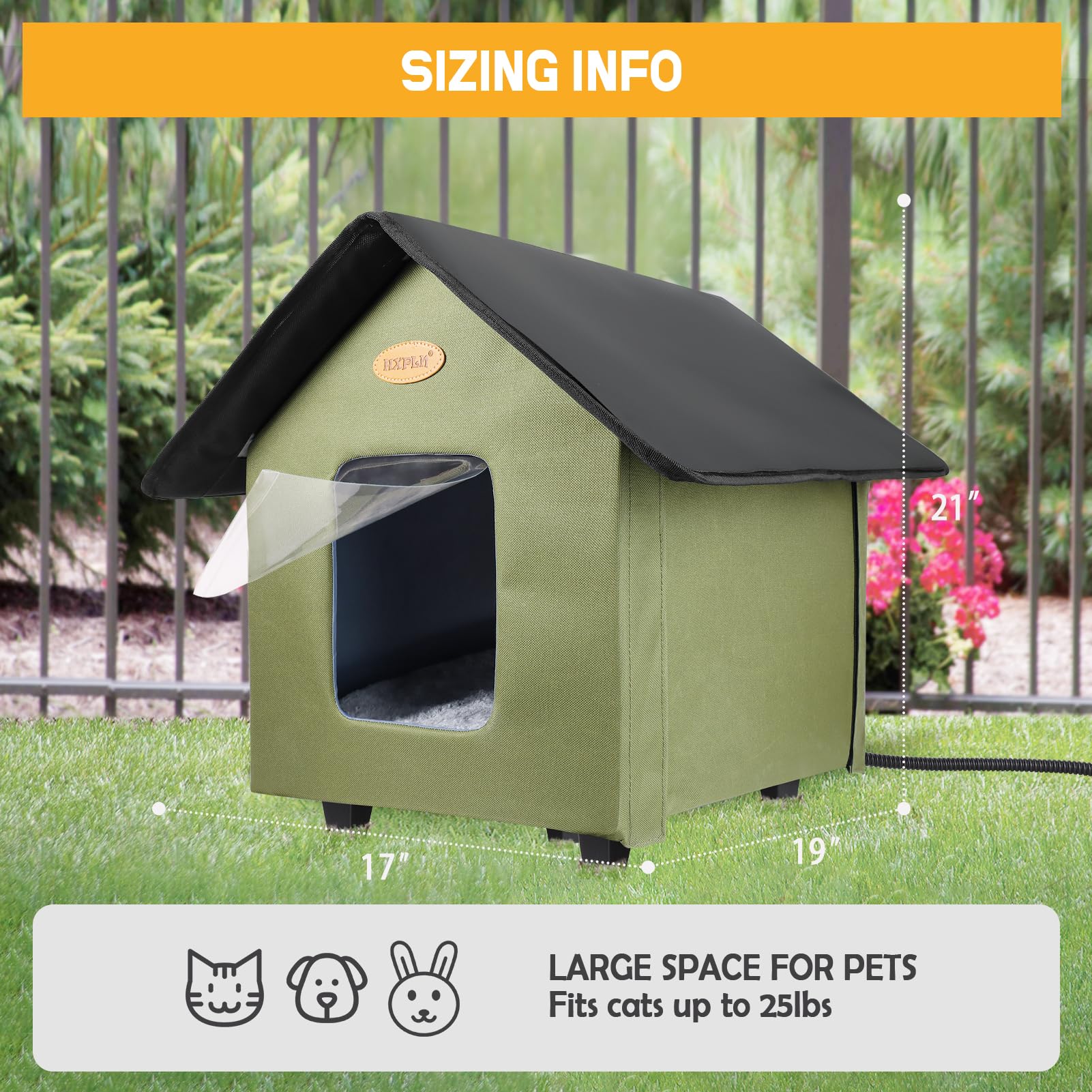 HXPLN outdoor cat house easy assembly with Velcro fasteners saves setup time