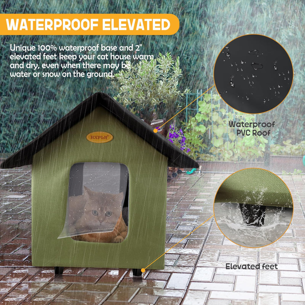 HXPLN outdoor cat house elevated base protects from moisture and cold ground