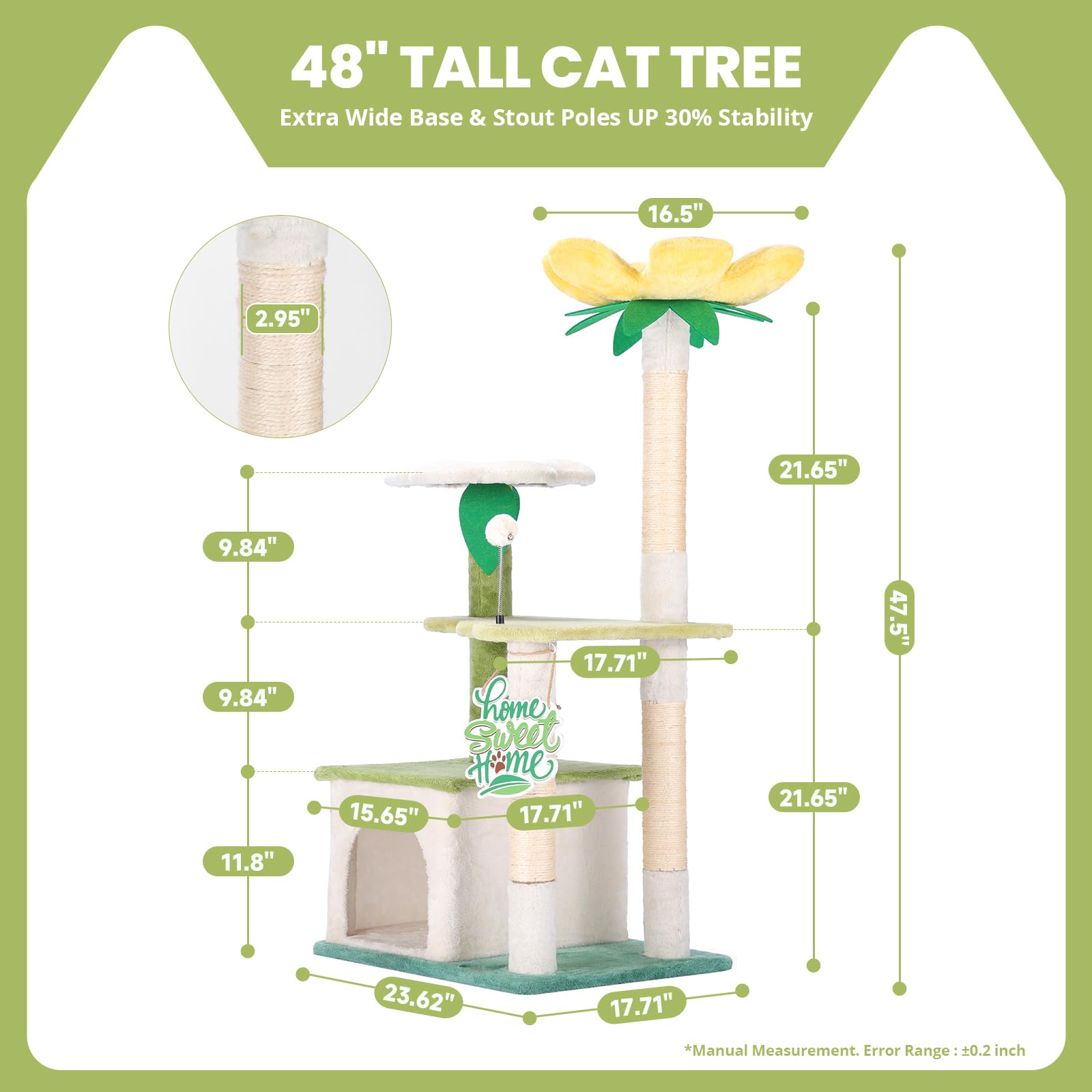 HYABI avocado cat tree multi-level platforms for vertical cat play