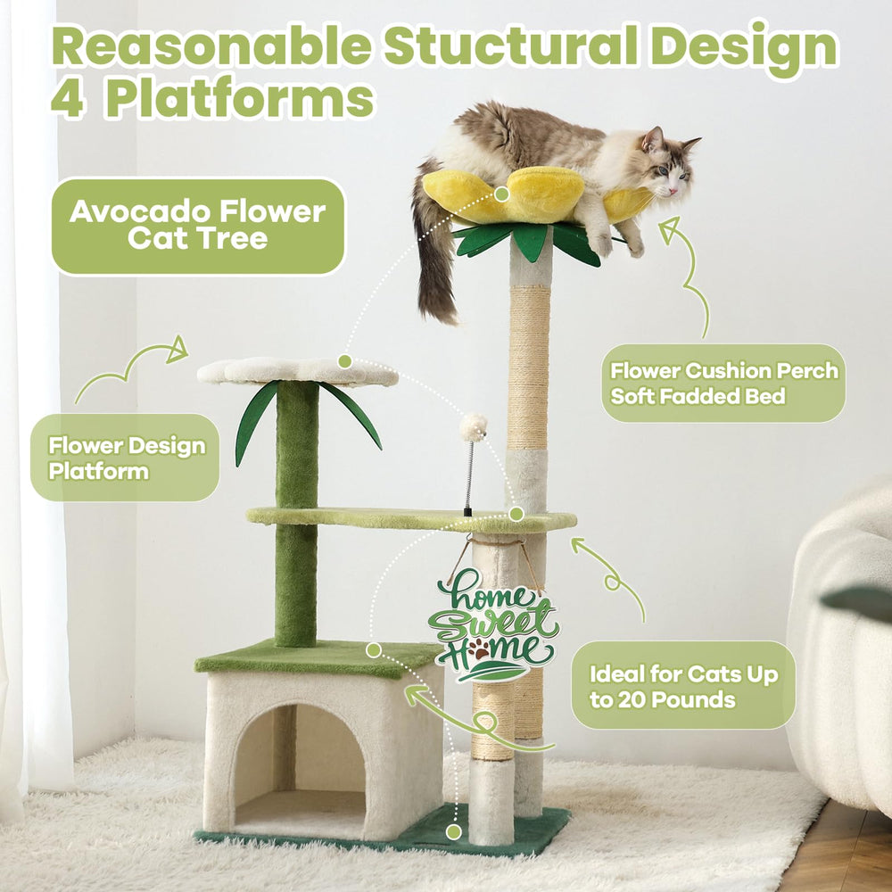 HYABI avocado cat tree sturdy base demonstrates anti-tip stability