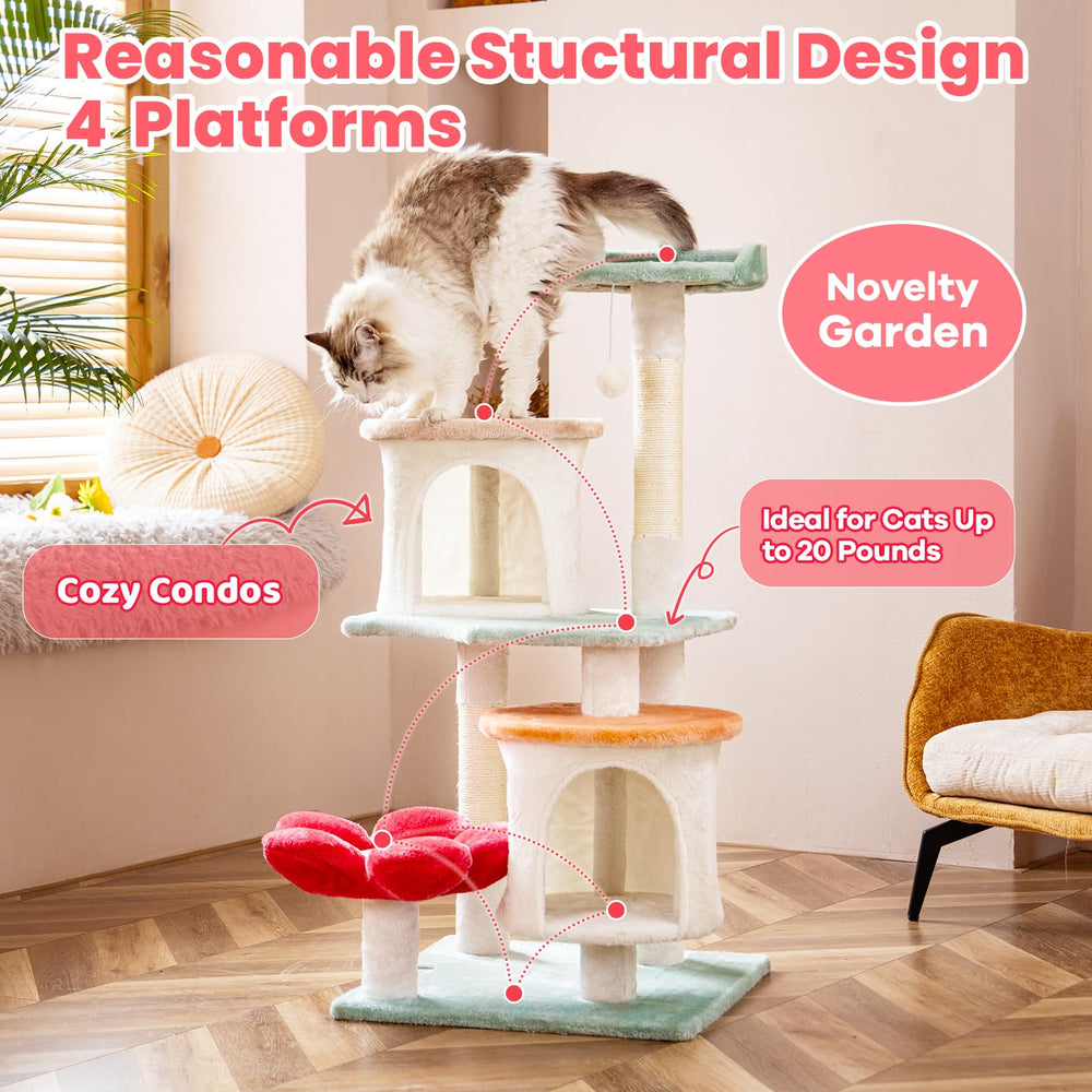HYABI Flower Cat Tree Rest Rooms offer cozy napping spaces for cats.
