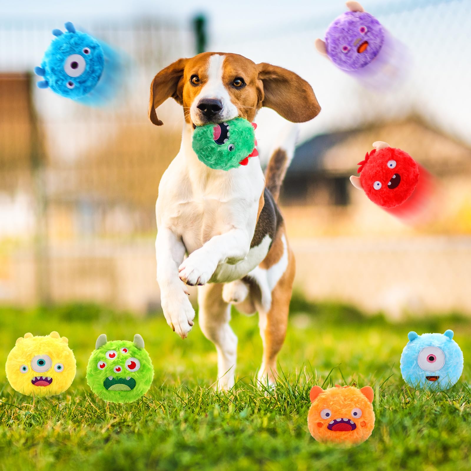 HyDren cartoon-monster plush toy excites dogs during cuddly playtime