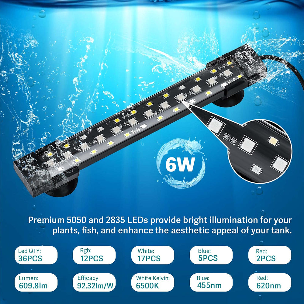hygger 24/7 mode light in-tank illumination highlighting fish and plants.