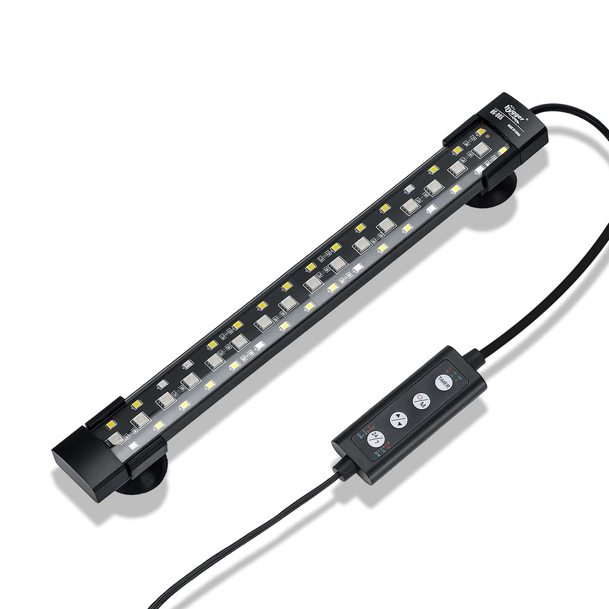 Hygger 24/7 mode submersible light front view shows gentle glow for peaceful aquarium ambience
