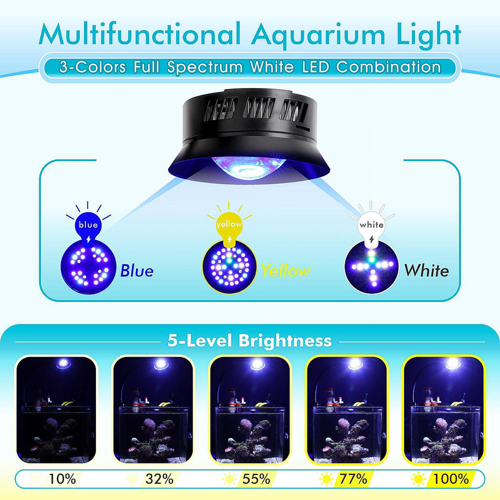 Hygger 30W reef light compact design with rust-resistant arm