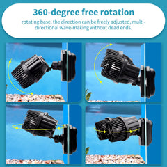 Hygger 360-degree adjustable head enabling flexible water movement.