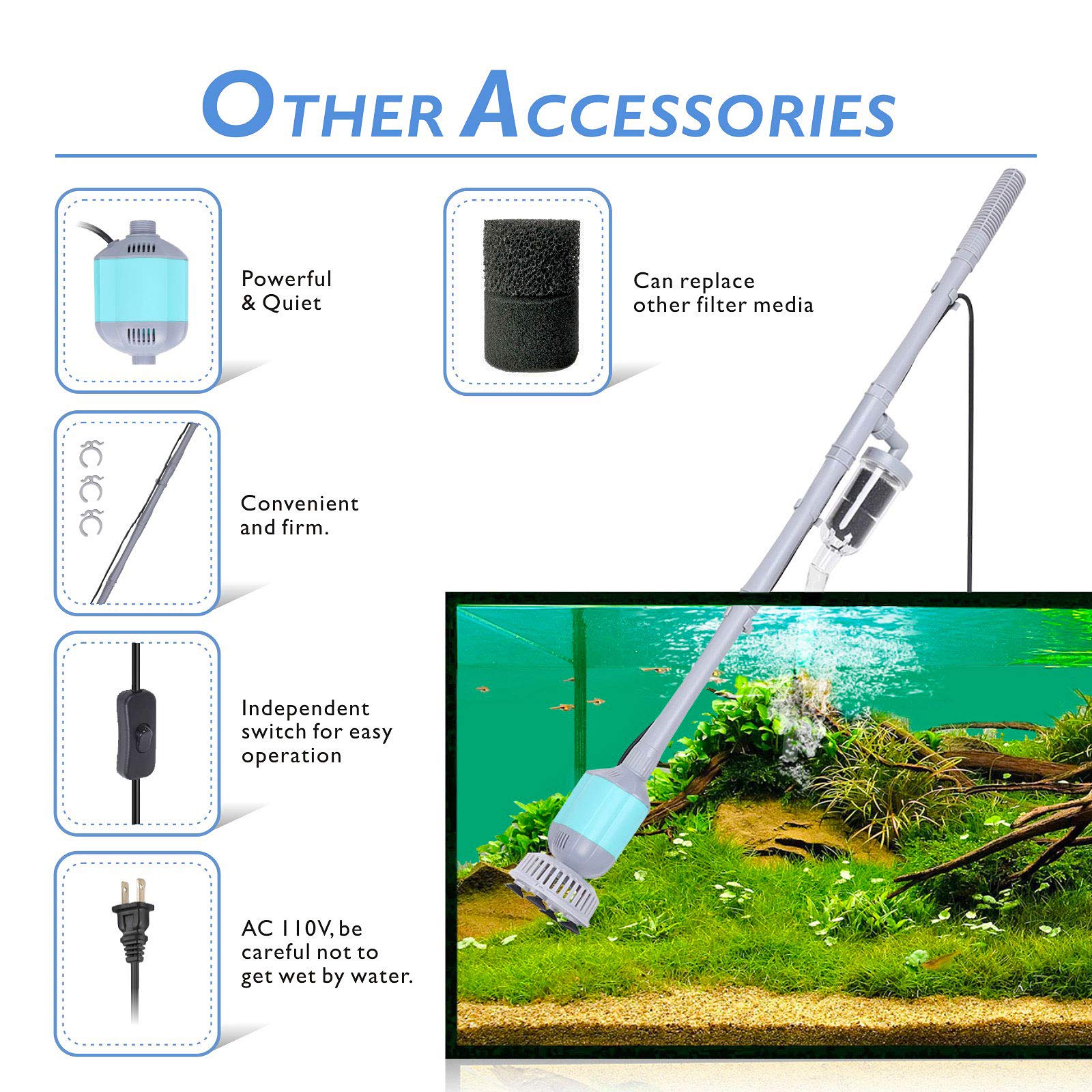 hygger 360gph aquarium gravel cleaner assembly parts include tubes and valves