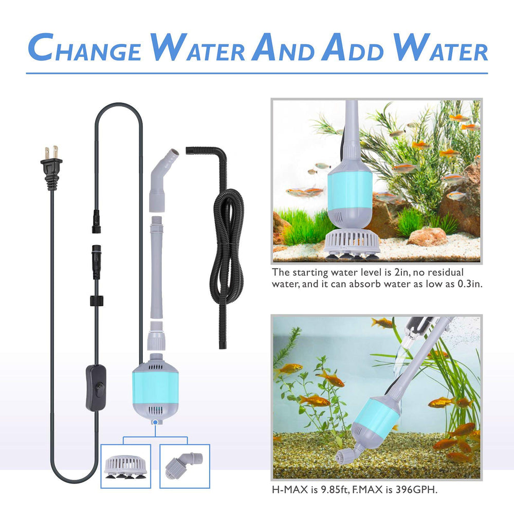 hygger 360gph aquarium gravel cleaner duckbill nozzle targets corner debris effectively